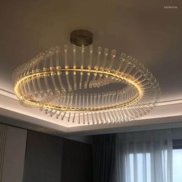 Pendant Lamps Modern Design Gold Round Ceiling Light For Bedroom Restaurant El Art Interior Lights LED Hanging Fixtures