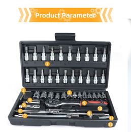 Other Hand Tools Sets Home Bicycle Car Repair Kit Set Mechanical Box 14-inch Socket Wrench Ratchet Screwdriver Kits 230201