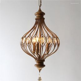 Pendant Lamps Chandelier Vintage Salle A Manger Crystal Round Iron Els Circle E27 Light Luminaria De Mesa Moroccan Decor