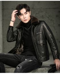 Genuine Leather Jacket Men Fashion Motocycle Jackets Real Fur Coats Thicken Warm Tops Plus Size 4XL Windbreakers Winter Clothing