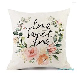 Pillow Flower Cover Farm Truck Unicycle Bicycle Watercolour Plant Pillowcase Linen Cloth Living Room Sofa Car Decor Pillows Case 552