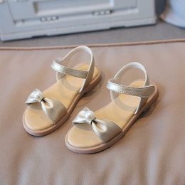 COZULMA Children Girls Elegant Pearl Beach Sandals For Baby Kids Loop Non-Slip Summer Shoes Size