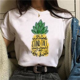 Women's T Shirts Summer Fruit Women Casual Street T-shirt Female Pineapple Graphic Top Fashion Soft White Tops