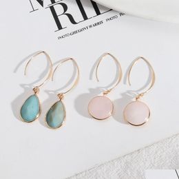 Charm Natural Stone Charms Amazonite Rose Quartz Crystal Water Drop Earrings Chakra Jewellery Gold Hoop For Women Delivery Dhgarden Dh0Aq