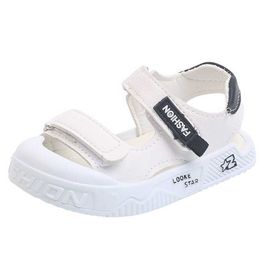 Summer New Baby Boys 0-1-2 Years Old Anti-kick Soft Bottom Toddler Beach Shoes White Black Kids Sandals for Boy CSH1106 0202