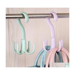 Hangers Racks Space Saving Rotated Hanger Hooks Wardrobe Clothes Rack Organiser Baghanger Shoes Belt Scarf Hanging Closet Drop Del Dhvdu