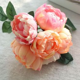 Decorative Flowers 6 Head Beautiful Silk Artificial Rose Wedding Home Table Decor Bouquet Arrange Fake Plant Valentine's Day Presents