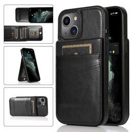 Leather Phone Bag Cases For iPhone 14 13 12 Mini 11 Pro Max XS XR X 6 6s 7 8 Plus Samsung S22 S21 S20 FE Ultra Wallet Card Slot Stand Holder Shock Cover Case