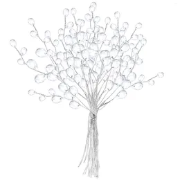 Decorative Flowers Acrylic Flower Branches Artificial Bead Crystal White Bouquets Tree Vases Christmas Drops Floral Picks Wire Stems Crafts