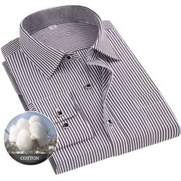 Men's Dress Shirts Branded Cotton Shirts for Men Long Sleeve Striped Shirt Male Shirt Business Casual Red Gray Blue Orange Regular Fit 230201