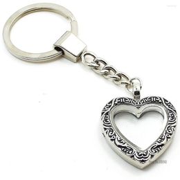 Keychains Retro Heart Glass Po Locket Keychain Pendants Openable Lover Picture Charms Keyring Holder Souvenir Woman Man Jewelry