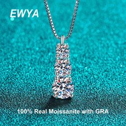 Colares de pendentes Ewya Trendy 925 Sterling Silver Real Real 1,8ct Colar pingente de moissanita para mulheres Colares de diamante de aniversário G230202