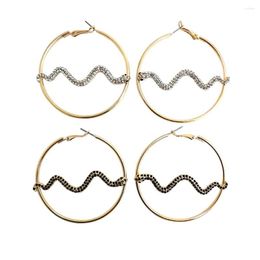 Hoop Earrings Renya Punk Animal Snake Earring Black Crystal Stone Clip For Women Girls Hip Hop Street Party Jewellery Accessories