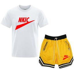 Men's Tracksuits T Shirt and Short Set Male Summer Casual Short Sleeve Tops and Pants Suits New Sports Running Set Sport Suit Tops Tshirts Brand LOGO Print