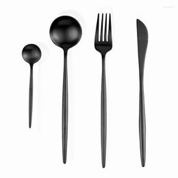 Dinnerware Sets Stainless Steel Cutlery Fork Spoon Knife Set Gold Black Dinner Knives Forks Spoons Eco Friendly