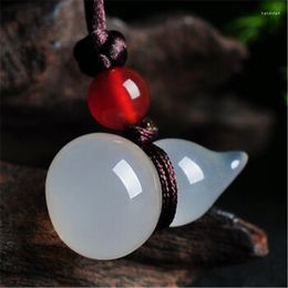 Pendant Necklaces Natural Agate Gourd Necklace Jade White Chalcedony Men And Women