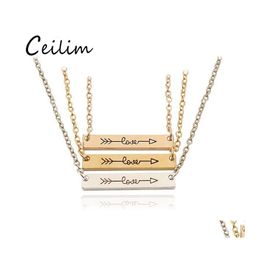 Pendant Necklaces 3 Colours Fashion Necklace Jewellery Love Letter Minimalist Gold Rose Colour Bar Simply Tal Arrow For Women Drop Deliv Otqdq