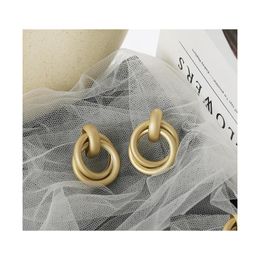 Stud Fashion Jewellery S925 Sier Post Matte Hoop Crossed Earrings Drop Delivery Dh7Mv