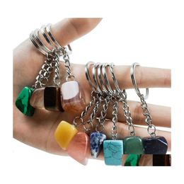 Key Rings Irregar Natural Crystal Stone Pendant Keychains For Women Men Lover Jewelry Bag Car Decor Fashion Accessories 1213 B3 Drop Dhzqa