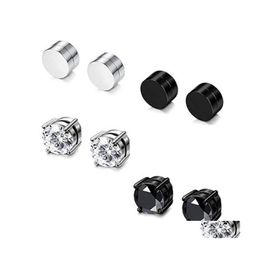 Ear Cuff Hip Hop Non Piercing Zircon Clip Stainless Steel Earrings Style Magnetic Jewelry Set Wholesale 1278 B3 Drop Delivery Dhbng