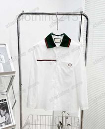 Men's Casual Shirts Designer xinxinbuy Men Women Designers MUSIC MINE stripe print cotton long sleeve Turn down collar Streetwear green M-2XL YPYR