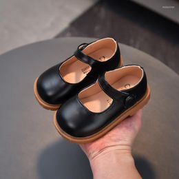 Flat Shoes Children's Leather For Student Girls Princess Dress Kids School Performance Chaussure Fille Black Beige White