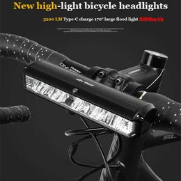 s 5200/2400lm Front 8000/4000mAh Led Light For Bicycle Bike Accessories Type-C Rechargeable as Power Bank 0202