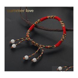 Charm Bracelets Handmade Knots Red Rope Bracelet Tibetan Buddhist Good Lucky Braided Bangles For Women Men Jewellery Gift Drop Delivery Otm9C