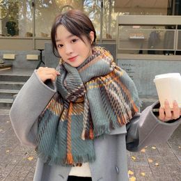 Scarves Women Fall Winter Scarf Classic Tassel Plaid Warm Soft Chunky Large Blanket Wrap Fashion Chiffon Bossom Girls