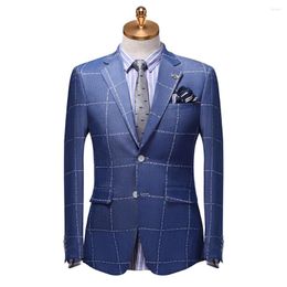 Men's Suits Men Suit Set Blue Single Breasted Summer Letter Words Printed Slim Fit Business Man Wedding Groom Blazer Pant 2pc