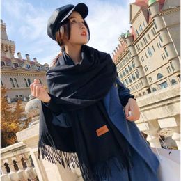 Scarves Arrival Fashion Trend Pure Color Imitation Cashmere Warm Scarf Women Fall And Winter Fringed Big Shawl For Female 230g