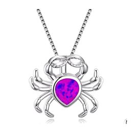 Pendant Necklaces Opal Necklace For Water Drop Shape Imitation 925 Sterling Sier Filled Cute Crab Delivery Jewellery Pendants Dhjsv