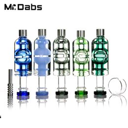 Glass Nectar Collect Cooling Oil Inside Smoke Accessories Clear Glass Bowl 510 Screw Joint Stainless Steel Tip Smoking Pipe Dab Rigs 2109