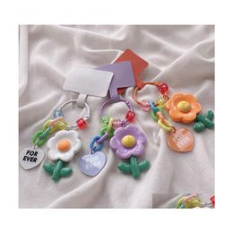 Other Home Garden Handmade Cute Colorf Resin Flower Keychain Headphone Er Keyring Cartoon Charm Bag Pendants Car Key Chains Girls Dhce6