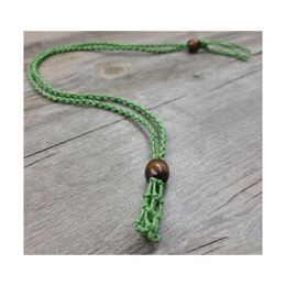 Pendant Necklaces Ecofriendly 100 Linen Cord Bead Necklace Interchangable Rame Crystal Pouch Net C3 Drop Delivery Jewelry Pendants Dhxps