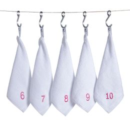 Kindergarten Small Towel Children Cotton Towel with Number Square Face Wash Small Square Towel Hand Wipe 1221304