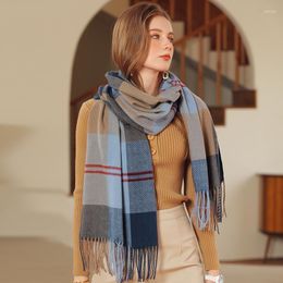 Scarves Trending Products 2023 Cashmere Scarf Women Luxury Pashmina Shawl Wrap Classic Tassel Striped Plaid Men Foulard Femme