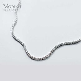 Pendant Necklaces Modian Genuien 925 Sterling Silver Dazzling Clear CZ Choker Necklace for Women Gift Adjustable Box Chain Original Fine Jewellery G230202