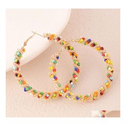 Hoop Huggie Boheminan Fashion Jewellery Beaded Earrings Geometric Spring Colorf Beads Circle Drop Delivery Dhilp