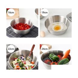 Bowls Stainless Steel Mixing For Salad Cooking Bakeeasy To Clean Drop Delivery Home Garden Kitchen Dining Bar Dinnerware Dhetw