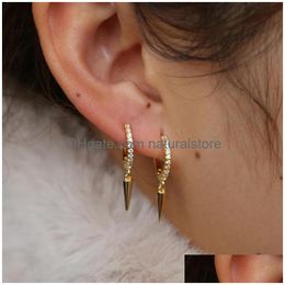 Stud Korean Style Gold Filled Dangle Cone Earrings For Girls Women Simple Cute Studs Jewelry Pave Tiny Cz Punk Boys Brincos Drop Deli Dhedf