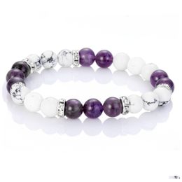 Beaded Strands Natural Amethyst Bead Bracelet Lava Stone Distance For Friends Healing Nce Men Women Drop Delivery Jewellery Bracelets Otjov