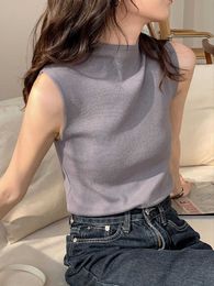 Women's Tanks Camis Sexy Knitted Top Summer Turtleneck Tank top Women camisole Blouse Sleeveless Slim Top Female sleveless t-shirt Vest Casual Camis Y2302