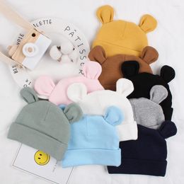 Hair Accessories Born Cotton Baby Beanie Autumn Warm Bear Ears Infant Hat Double-layer Caps For Girls Boys