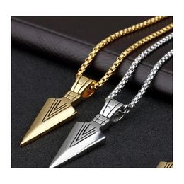 Pendant Necklaces Hip Hop Jewelry Rock Alloy Arrow Pretty Necklace Long Chain Sier Gold Plated Fashion Men Chains For Drop Delivery P Dhxdg