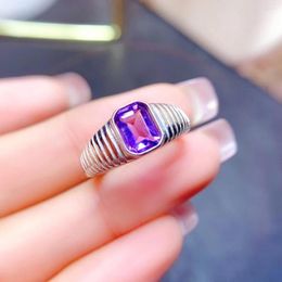 Cluster Rings Est Purple Amethyst Ring For Women Jewellery Real 925 Silver Surface Gold Plated Natural Topaz Exquisite Gift