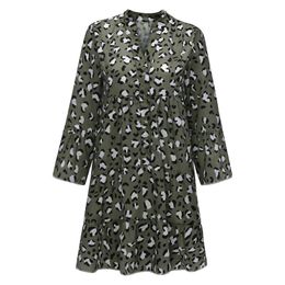 Casual Dresses Dress Women's Ladies Plus Size Loose Leopard Print Long Sleeve V-Collar Button Polyester Holiday For Women