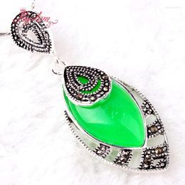 Pendant Necklaces 18x22mm Marquise Stone Tibetan Silver Marcasite Necklace Charms 1 Pcs 18x45mm Exquisite Jewelry For Wedding Anniversary