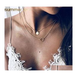 Pendant Necklaces Simple Coin Necklace Mtilayer Chain Tassel Tiny Clavicle For Women Jewelry Gift Girl Drop Delivery Pendants Ot8Vl