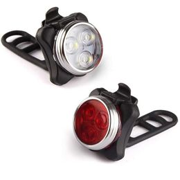 s USB Rechargeable Bike Set Super Bright Front Headlight and Rear LED Bicycle 650mah 4 Light Mode Options 0202